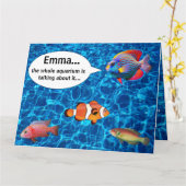 熱帯魚の水族館誕生日カード カード (黄色い花)