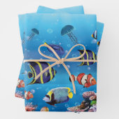 熱帯魚の水泳海底ラッピング紙シート ラッピングペーパーシート (インサイチュ)