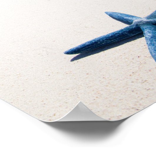 熱帯魚の水辺に青いヒトデが二つ ポスター (角)