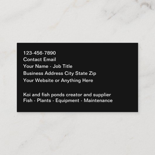 熱帯魚の池と庭園 名刺 (裏面)
