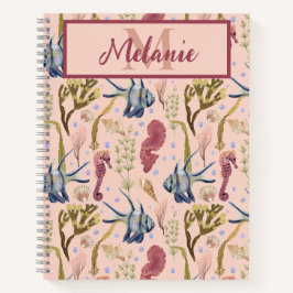 熱帯魚の海の馬の貝殻水中競技植物 ノートブック