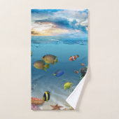 熱帯魚の海水中シーン バスタオルセット (ハンドタオル)