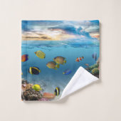 熱帯魚の海水中シーン バスタオルセット (ウォッシュタオル)