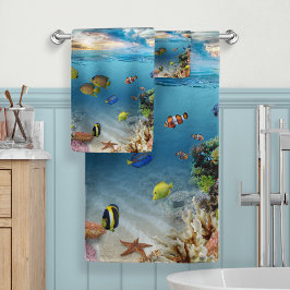 熱帯魚の海水中シーン バスタオルセット