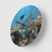 熱帯魚の無秩序 ラウンド壁時計 (傾斜)