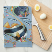 熱帯魚の珊瑚礁 キッチンタオル (四つ折り)