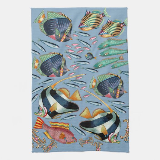 熱帯魚の珊瑚礁 キッチンタオル (縦)