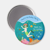 熱帯魚の男の子の誕生日パーティーでシュノーケリング マグネット (正面/裏面)