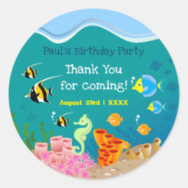 熱帯魚の男の子の誕生日パーティーでシュノーケリング ラウンドシール