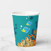 熱帯魚の男の子の誕生日パーティーでシュノーケリング 紙コップ (裏面)