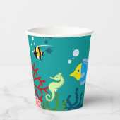 熱帯魚の男の子の誕生日パーティーでシュノーケリング 紙コップ (正面)