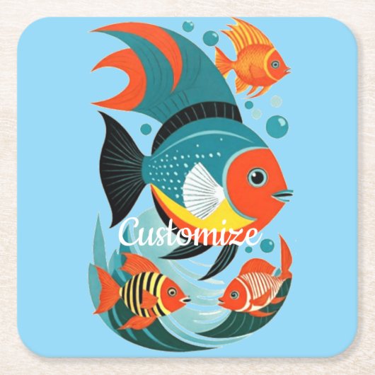 熱帯魚の盛り合わせサンダー_コーブ スクエアペーパーコースター (正面)
