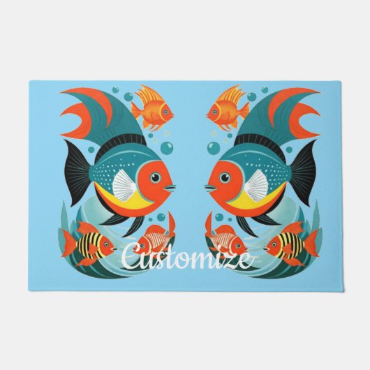 熱帯魚の盛り合わせサンダー_コーブ ドアマット (正面)
