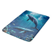 熱帯魚の間を泳ぐ2頭のクジラ バスマット (アングル)
