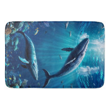 熱帯魚の間を泳ぐ2頭のクジラ