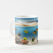 熱帯魚を使用した水中サンゴ礁 コーヒーマグカップ (正面左)