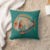 熱帯魚アボリジナル美術スタイル クッション (ブランケット)