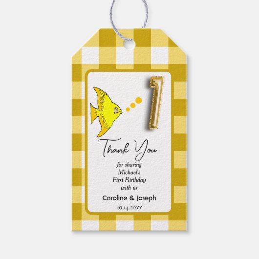 熱帯魚イエロージンガム誕生日感謝してい ギフトタグ (正面)