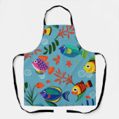 熱帯魚カラフルの水中パターン エプロン (正面)