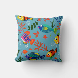 熱帯魚カラフルの水中パターン クッション
