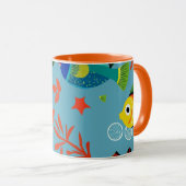 熱帯魚カラフルの水中パターン マグカップ (正面右)