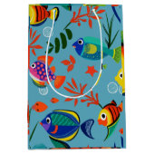 熱帯魚カラフルの水中パターン ミディアムペーパーバッグ (正面)