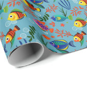 熱帯魚カラフルの水中パターン ラッピングペーパー (ロールコーナー)
