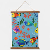 熱帯魚カラフルの水中パターン 吊り下げ型タペストリー (正面)