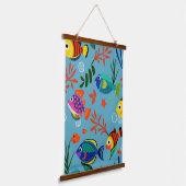 熱帯魚カラフルの水中パターン 吊り下げ型タペストリー (傾斜あり)