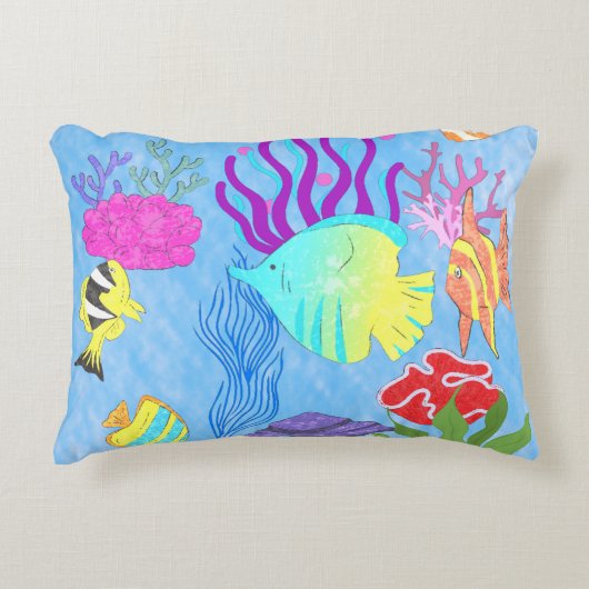 熱帯魚カラフルサンゴ水中海 アクセントクッション (正面)