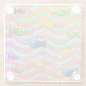 熱帯魚カラフルスイミングガラスのコースター ガラスコースター (裏面)