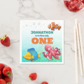 熱帯魚カラフル子供の誕生日 スタンダードカクテルナプキン (インサイチュ)