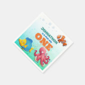 熱帯魚カラフル子供の誕生日 スタンダードカクテルナプキン (角)