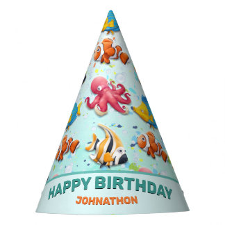 熱帯魚カラフル子供の誕生日 パーティーハット