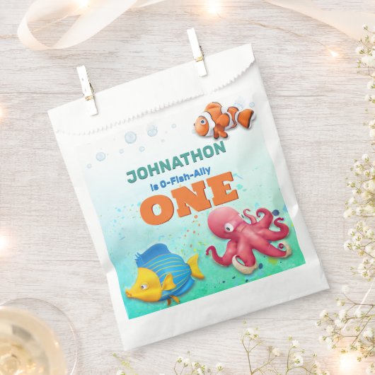 熱帯魚カラフル子供の誕生日 フェイバーバッグ (クリップ留めされた状態)