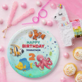 熱帯魚カラフル子供の誕生日 ペーパープレート (パーティー)