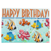 熱帯魚カラフル子供の誕生日 ラージペーパーバッグ (裏面)
