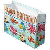 熱帯魚カラフル子供の誕生日 ラージペーパーバッグ (正面アングル)