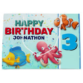 熱帯魚カラフル子供の誕生日 ラージペーパーバッグ (正面)
