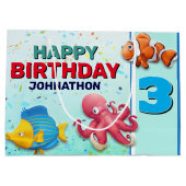 熱帯魚カラフル子供の誕生日 ラージペーパーバッグ (裏面)