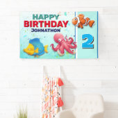 熱帯魚カラフル子供の誕生日 横断幕 (インサイチュ)