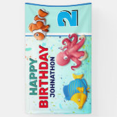 熱帯魚カラフル子供の誕生日 横断幕 (縦)