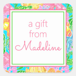 熱帯魚カラフル模様 スクエアシール