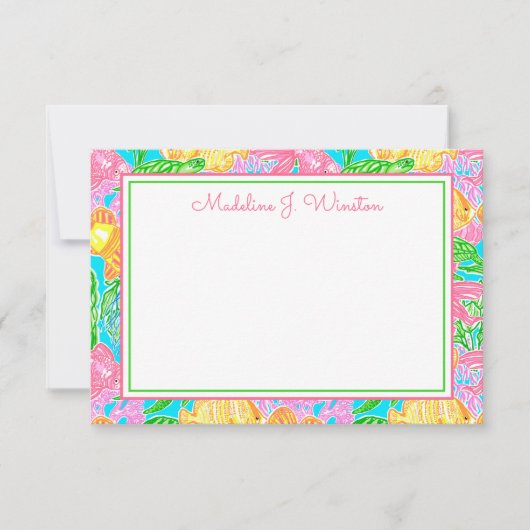 熱帯魚カラフル模様 ノートカード (正面)