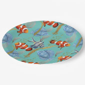 熱帯魚カラフル模様 ペーパープレート (アングル)