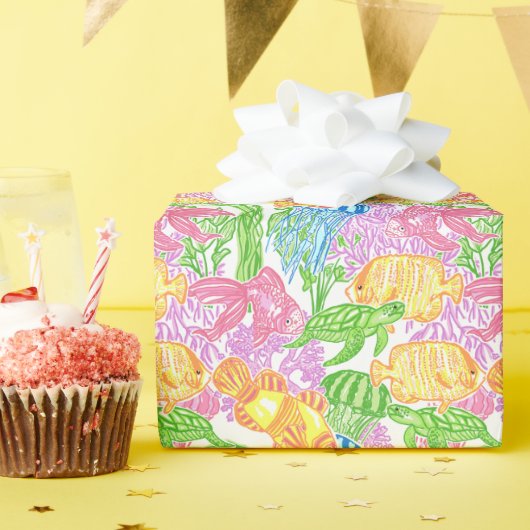 熱帯魚カラフル模様 ラッピングペーパー (誕生日パーティー)