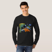 熱帯魚カラフル水族館の水彩画イラストレーター Tシャツ (正面フル)