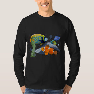 熱帯魚カラフル水族館の水彩画イラストレーター Tシャツ