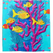 熱帯魚シームレスパターン シャワーカーテン (正面)