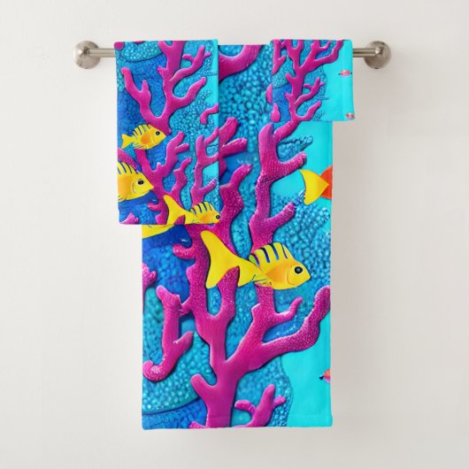 熱帯魚シームレスパターン バスタオルセット (インサイチュ)